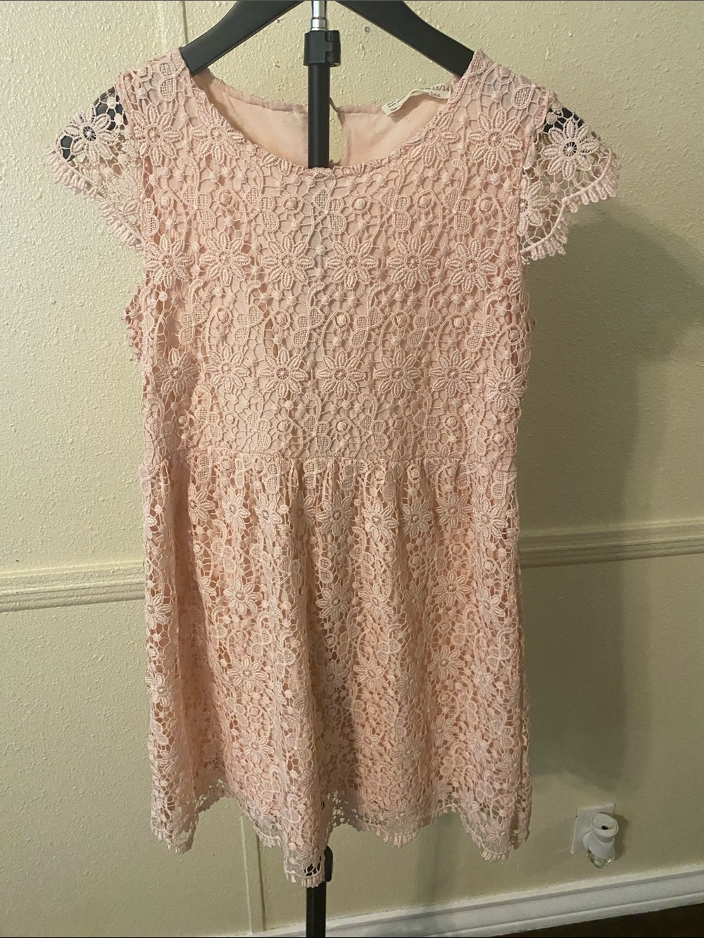 Zara Girls Light Pink Floral Lace Dress